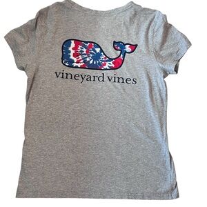 Vineyard Vines Women’s Tie Dye Whale Tee Shirt Size Small VGUC Red White Blue